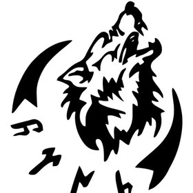 Resim Genel Markalar Göktürkçe Kurt Sticker Oto Motor Laptop Duvar Folyo Sticker 70x84 Cm 