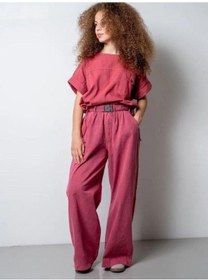 Resim Zekids Kız Çocuk Kemerli Geniş Paça Gabardin Pantolon-15802 Pembe 