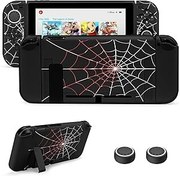 Resim JINGDU Case Compatible with Nintendo Switch 2017, TPU Case Accessory for Switch Console and Grip Joy-Con, Switch Protector with 4 Thumb Grips, Black Spider Web 