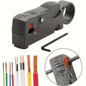 Resim Çok Fonksiyonlu Döner Koaksiyel Kablo Kesici Alet - Ağır Hizmet Plastik & Metal Yapı, Ergonomik Saplı, Hassas Ölçüm İşaretlemeleri (1-12 AWG) ve Tel Sıyırma Fonksiyonu ile Profesyonel Elektrikçiler için, Modern Tasarım, Sağlam Metal Yapı 