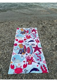 Resim Baskılı Plaj Havlusu Pembe - Kırmızı 