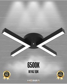Resim Contento Siyah Kasa, Beyaz Işık Modern Plafonyer Led Avize Siyah 