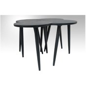 Resim Zigon-Orta Sehpa Takım Hilal Model Parlak Antrasit Renk Kayın Tor 