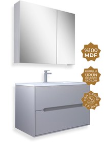 Resim TETA HOME Madrid 80cm Bej Mdf Banyo Dolabı Seti 