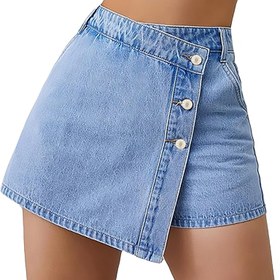 Resim DHorizon Kadınlar için Yüksek Bel Kot Pantolon, Orta Esneklikli Kumaş, Düz Renk, Düğme Asimetrik Kot Pantolon, Düzenli Kesim, Orta Bel Kolsuz Pantolon, Bahar/Yaz için Rahat Giyim|Yüksek Bel Pantolon|Asimetrik Düğme Tasarımı 