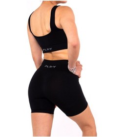 Resim Playsportswear Seamless Siyah Normal Bel Kısa Fitted Basic Sporcu Tayt SiYAH 