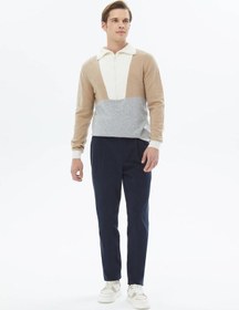 Resim Kip Lacivert Dokuma Carrot Fit Casual Pamuk Karışımlı Pantolon 400053 Lacivert 