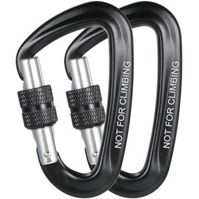 Resim 2 Adet D Şeklinde Karabina Klipleri, Sırt Çantası Kampı Yürüyüşü İçin Vidalı Kilitli Kapak İle 