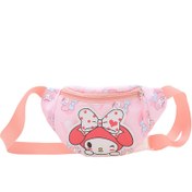 Resim Sanrio Kuromi & Pochacco Sevimli Karikatür Bel Çantası - Hafif Mor Polyester Göğüs Çantası ile Sevimli Karakter Tasarımı, Günlük Kullanım İçin Mükemmel, Küçük Omuz Çantası 