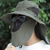 Resim 1 Adet Hafif Dış Mekan Güneş Koruma Şapkası - Çıkarılabilir Yüz ve Boyun Kapağı, Nefes Alabilen Polyester, Geniş Kenarlı Yürüyüş, Balıkçılık & Outdoor Maceraları İçin, Siyah, Kamp Aksesuarları 
