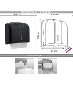Resim Hepta Collection KH300B Z Katlı Kağıt Havlu Dispenseri 300'LÜ Siyah 