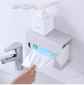 Resim Büyük Gri-traceless Bant Kağit Kutu Duvar Asılı Kağıt Havlu Tutacağı Yaratıcı Basit Plastik Çok Fonksiyonlu Tuvalet Kağıdı Kutusu 