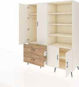 Resim Kronos Gardrop 7 Raflı 2 Çekmeceli Tek Askılı 176x59x221 Aytaşı-aytaşı/çam Aytaşı/çam 