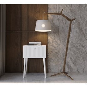 Resim Enwood Canopus Mdf Beyaz Ahşap Ayaklı Tek Kapaklı Komodin 