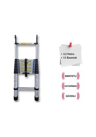 Resim Endokon 320 Cm. - 11 Basamaklı Kancalı Teleskopik Merdiven - I Tipi Uzayan 