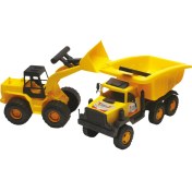 Resim Güçlü Toys Güçlü Ikili Inşaat Seti Kutulu Kamyon ve Kepçe Dozer Oyun Seti 