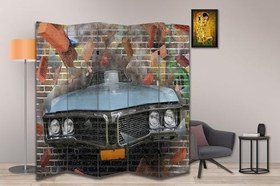 Resim Araba Temalı Özel Tasarım Paravan Room Divider 180 x 200 cm 