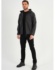 Resim Alexander Gardi Alexandergardı Fermuarlı İçi Polarlı Su İtici Softshell Kumaş Kapüşonlu Mont E24-mnt-01 Gri 