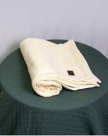 Resim 4 Katlı Müslin Yatak Örtüsü - Battaniye Pike %100 Organik Pamuk Dört Mevsim Yumuşak Gots Sertifikalı Açık Krem 