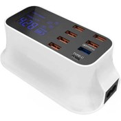 Resim LCD Ekranlı 7 Port USB 1 Port Type+C Hızlı Şarj Ünitesi 