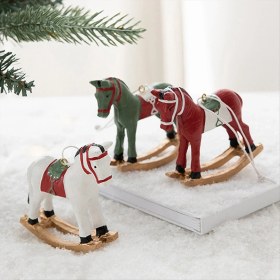 Resim Xiaaokeji Yeni Üç Boyutlu Sallanan At Küçük Kolye Yeşil+kırmızı+beyaz 