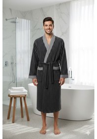 Resim Özdilek Larco Siyah Erkek Bornoz Seti 1 Bornoz 1 Baş Havlusu Çok Renkli 