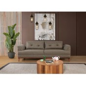 Resim Perla Sofa Madrid Üçlü Yataklı Kanepe Koyu Kahve Kazayağı 