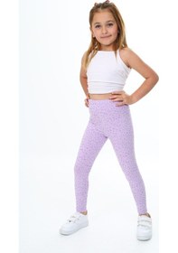 Resim Toontoy Kids Toontoy Kız Çocuk Puantiye Baskılı Tayt Lila 