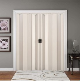 Resim Faran Dekorasyon 170 x 215 Beyaz Renk Camsız Çift Açılım Pvc Akordiyon Katlanır Kapı - FRNAKMODEL-148 