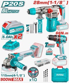 Resim Total TOSLI241183E 3'lü Set Akülü Kırıcı Delici + Taşlama + Vidalama Makinesi 
