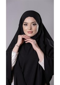 Resim Hürrem Bone Siyah Pratik Hazır Geçmeli Tesettür Eşarp Medine İpeği Bağcıklı Sufle Hijab 2301 01 