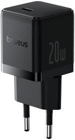 Resim Baseus 20W Hızlı Şarj Cihazı, Palm 1C USB-C Duvar Adaptörü, BCT Soğutma Teknolojisi ve Akıllı Çip Koruması, Kompakt Şarj Başlığı, Samsung ve iPhone Uyumlu, Siyah 