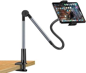 Resim Coverzone Tablet ve Telefon Tutucu Masa Kıskaçlı Stand 360° Dönebilen Ayarlanabilir Metal Gövde 4.7-12.9 İnç Cihazlar ile Uyumlu iPad ile Uyumlu Uzun Kollu Masa Standı | L350 