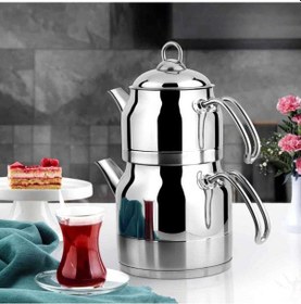 Resim Lines Ayperi Paslanmaz Çelik Çaydanlık Takımı Metal Kulp 7 Lt Gümüş 