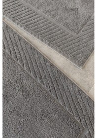Resim 2'li Diyagonal Çizgili Ayak Havlusu Seti - %100 Pamuk Havlu Takımı - 50x70 Cm Antrasıt Antrasit 