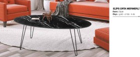 Resim Bengi Orta sehpa OSM ELİPS Model Metal V ayak Siyah mermer tabla İtinalı paket ve kargo Kutu içinde sevk 