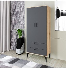 Resim Kalender Dekor Kamila-1 Kml06, 2 Kapaklı, 2 Çekmeceli Gardırop 