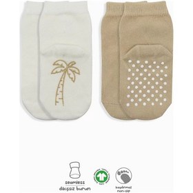 Resim Meyve Figürlü Kaymaz Soket Çorap 2'li Bej Ekru Renkli Çok Renkli 