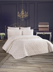 Resim Dessert Kadife Çift Kişilik Yatak Örtüsü Krem (421632090) 