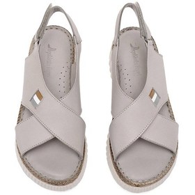 Resim Elit Rhm408 Kadın Hakiki Deri Ortopedik Düz Sandalet Gri Gri 