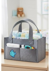 Resim Figürlü Keçe Anne Bebek Bakım Çantası Yenidoğan İçin Organizer Taşınabilir Düzenleyici Balık 
