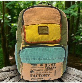 Resim Old Cotton Cargo Kaliteli Tek Bölmeli Vintage Disayn Günlük Sırt Gezi Okul Seyahat Çantası Jannie Bag 27 Cm X 40 Cm Haki 