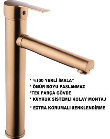 Resim Class Armatür Çanak Mat Bakır Lavabo Bataryası 