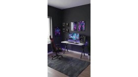 Resim Hey Modüler Mobilya 120 cm Gaming Profesyonel Oyuncu Masası Beyaz Tabla, Siyah Metal Ayaklı Hey Gaming 