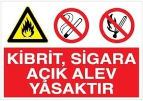 Resim Kibrit Sigara Açık Alev Yasaktır Uyarı Tabelası - 70x100 Foreks - AA6 
