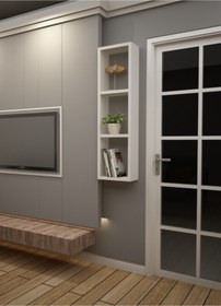 Resim Dekormer Design Duvar Rafı Beyaz Yatay Dikey Kitaplık Tek 
