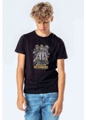 Resim Pubg Battle Royale Karakter Baskılı Unisex Çocuk Siyah T-Shirt 