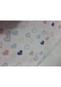 Resim Akfil Poplin Nevresimlik Kumaş Çok Amaçlı En 240 Kalp Desenli (461455938) 