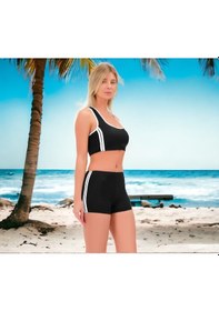 Resim Shopiolog Şeritli Şortlu Yüzücü Bikini 