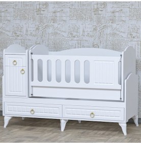 Resim Garaj Home Sude Membran Country Asansörlü Beşik - Beyaz Beyaz 